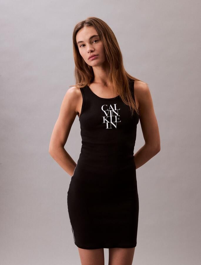 Calvin Klein Jerseyjurk SL COTTON 1X1 RIB TANK DRESS - Foto 8