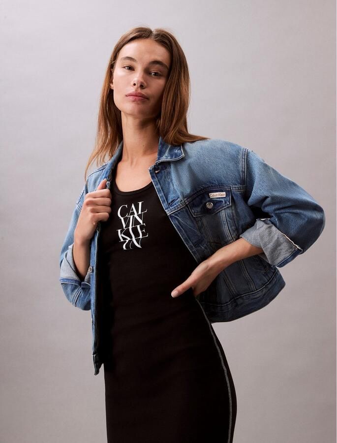 Calvin Klein Jerseyjurk SL COTTON 1X1 RIB TANK DRESS - Foto 3