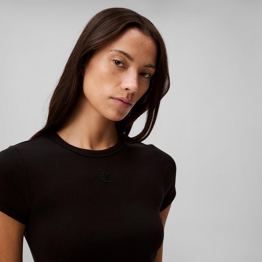 Calvin Klein Jeans Korte Jurk SS CTN CONTOUR 1X1 RIB SS MINI D LV047B266G - Foto 3