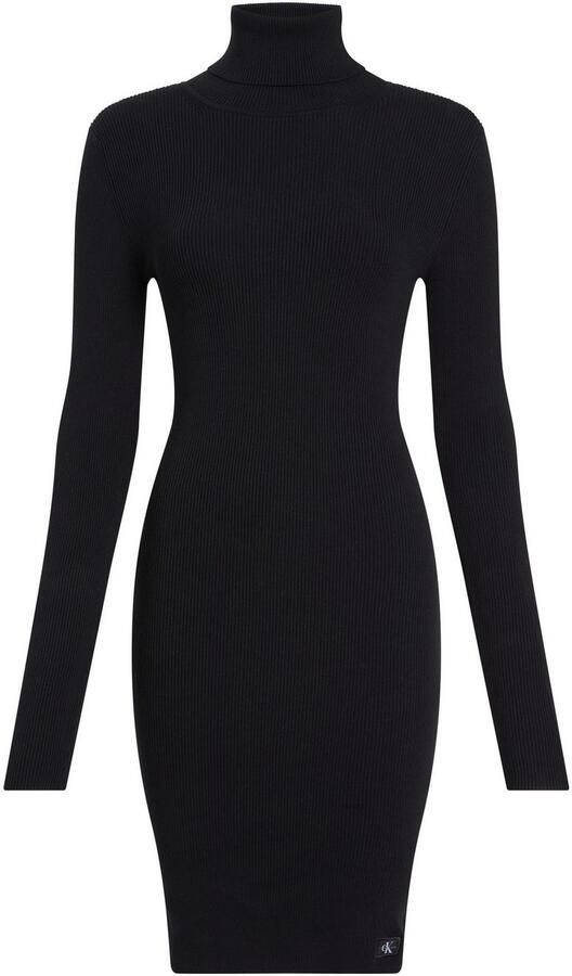 Calvin Klein Jeans Stijlvolle Strakke Woven Label Jurk Black Dames - Foto 2