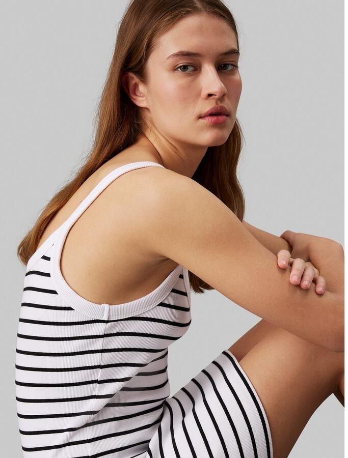 Calvin Klein Jurk met bandjes WOVEN LABEL RIB TANK DRESS