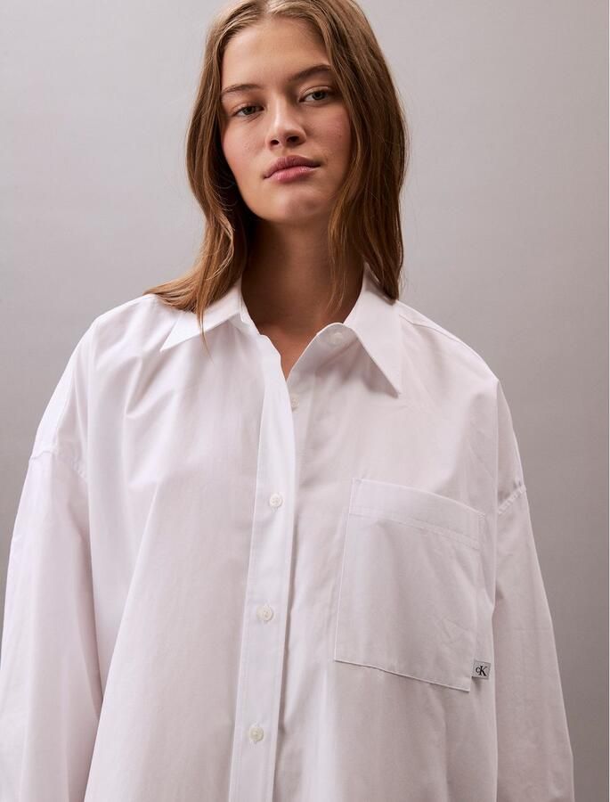 Calvin Klein Jurk met overhemdkraag Cotton Oversized Mini Shirtdress - Foto 2