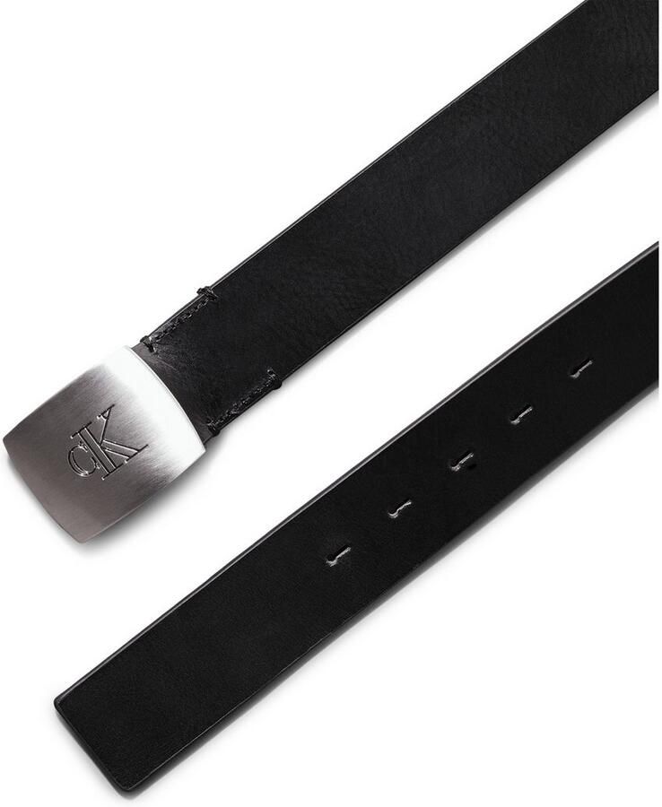 Calvin Klein Jeans Zwarte Leren Riem met Klassieke Gesp Black Heren