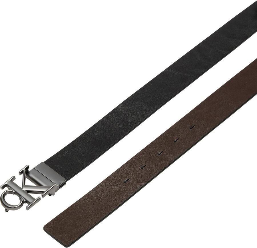 Calvin Klein Leren riem MNGRM PLQ BCKL 35MM