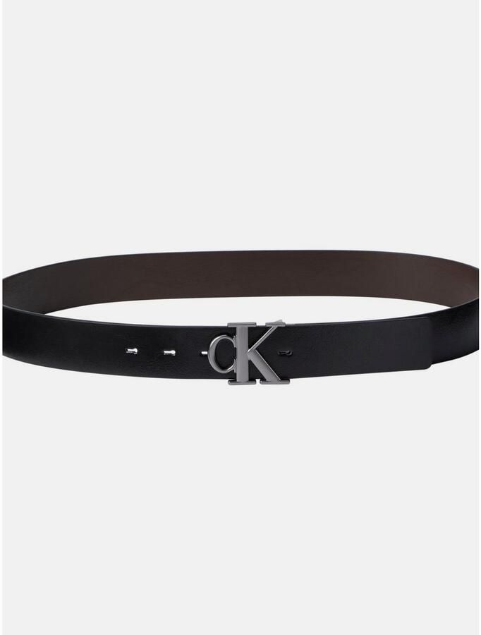 Calvin Klein Leren riem MNGRM PLQ BCKL 35MM - Foto 2