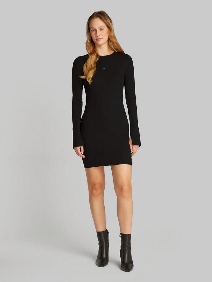 Calvin Klein Maxi-jurk WOVEN LABEL RIB SHORT DRESS - Foto 3