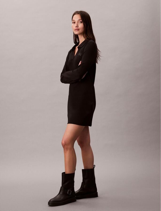 Calvin Klein Mini-jurk LS MONOLOGO RIB POLO MINI DRESS - Foto 3