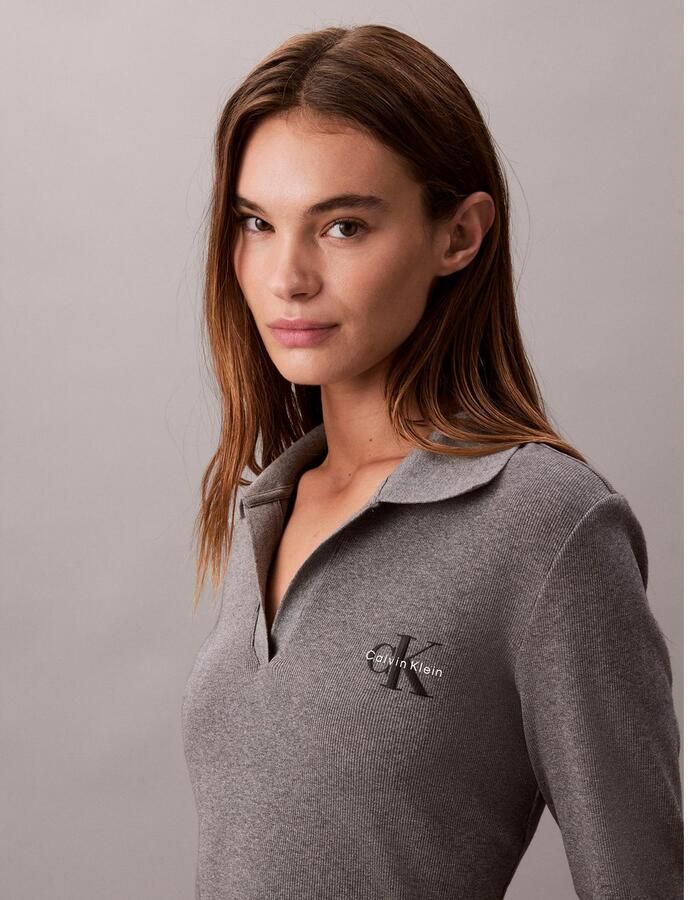 Calvin Klein Mini-jurk LS MONOLOGO RIB POLO MINI DRESS