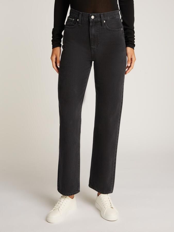 Calvin Klein Mom jeans HIGH RISE STRAIGHT lichte stone wash-look met muntzakje - Foto 5