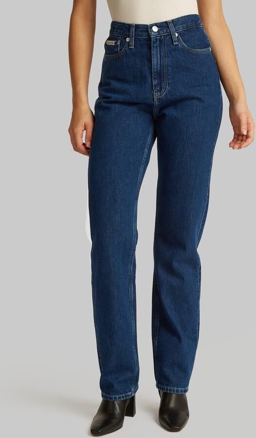Calvin Klein Mom jeans HIGH RISE STRAIGHT lichte stone wash-look met muntzakje - Foto 7