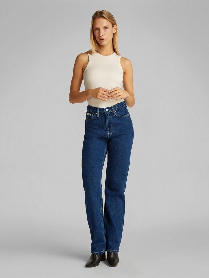 Calvin Klein Mom jeans HIGH RISE STRAIGHT lichte stone wash-look met muntzakje - Foto 2
