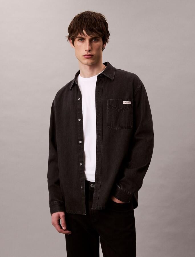 Calvin Klein Overhemd met lange mouwen CLASSIC 205 BLACK OVERSHIRT - Foto 7