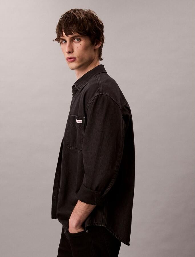 Calvin Klein Overhemd met lange mouwen CLASSIC 205 BLACK OVERSHIRT - Foto 6