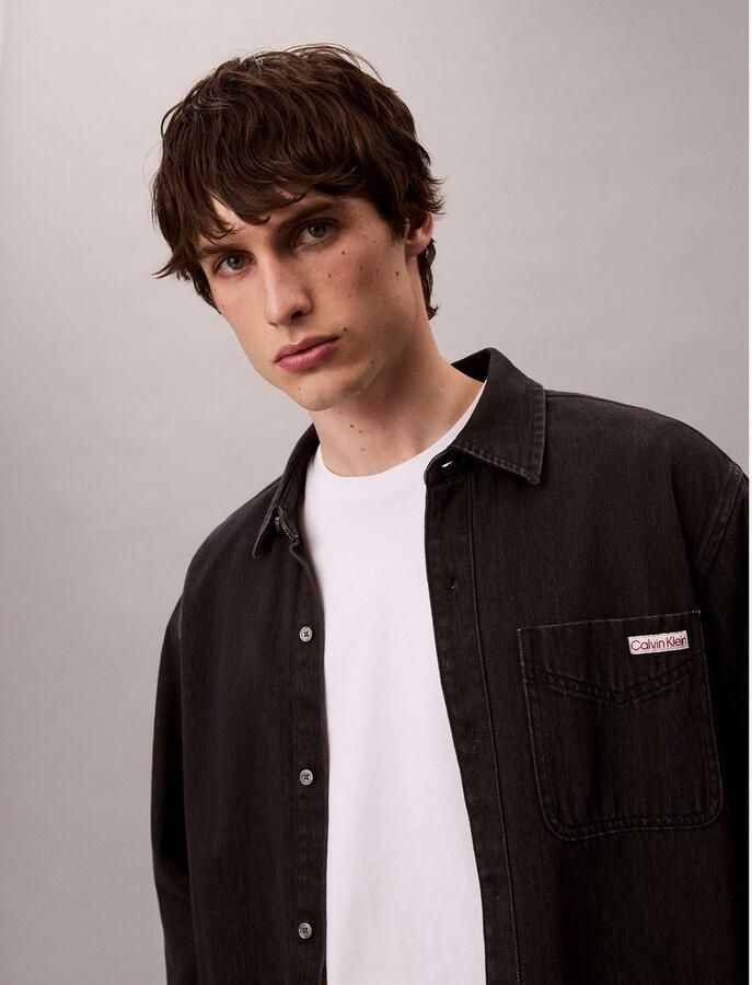 Calvin Klein Overhemd met lange mouwen CLASSIC 205 BLACK OVERSHIRT - Foto 3