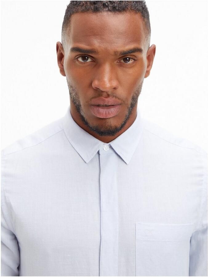 CK Calvin Klein Vrijetijdsoverhemd met blinde knoopsluiting model 'LINNEN' - Foto 4