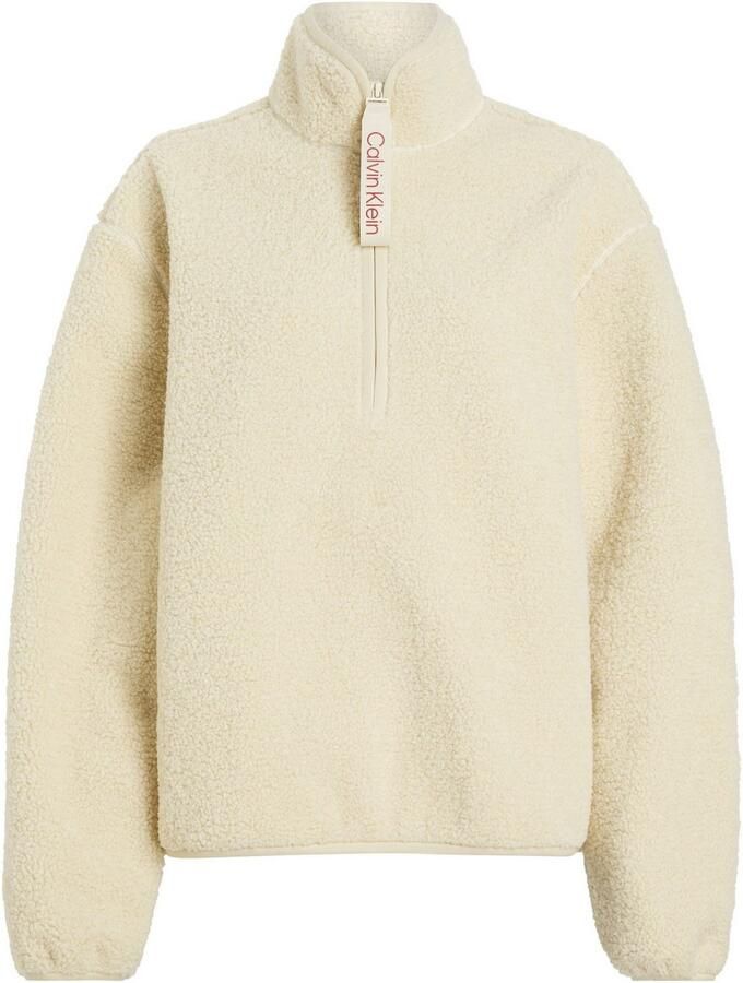 Calvin Klein Pluchen jack HALF ZIP SHERPA met een logo-opschrift