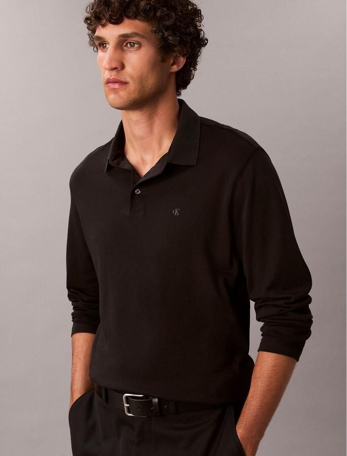 Calvin Klein Poloshirt met lange mouwen LS SUPIMA COTTON SOLID POLO - Foto 2