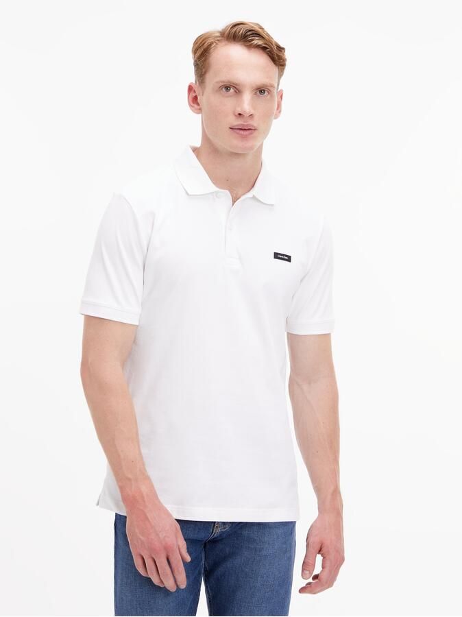 CALVIN KLEIN Heren Polo's & T-shirts Stretch Pique Slim Button Polo Wit - Foto 6