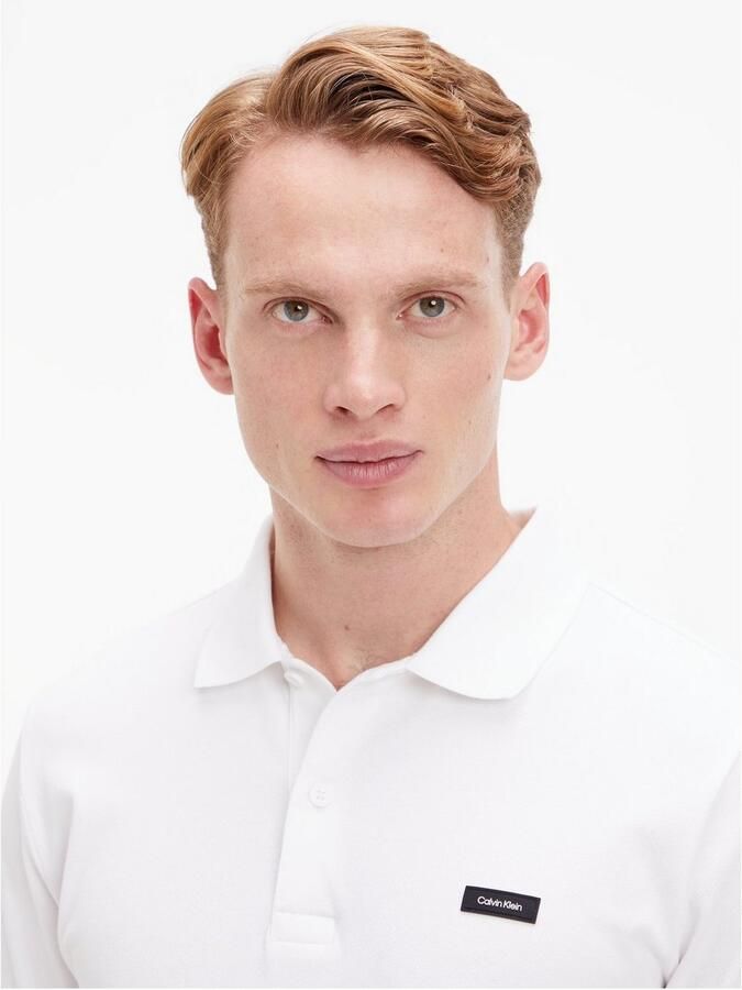 CALVIN KLEIN Heren Polo's & T-shirts Stretch Pique Slim Button Polo Wit - Foto 1