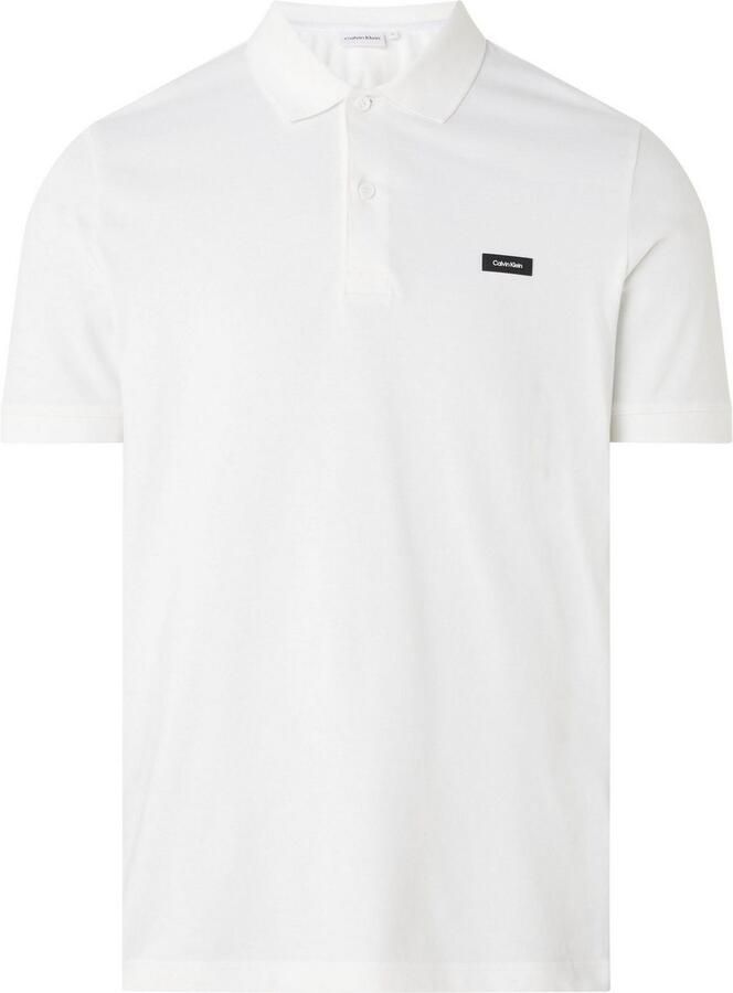 CALVIN KLEIN Heren Polo's & T-shirts Stretch Pique Slim Button Polo Wit - Foto 2
