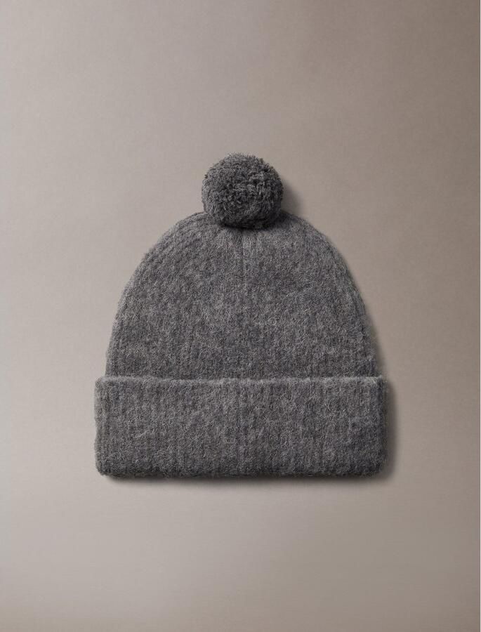 Calvin Klein Pomponmuts EMBLEM BRUSHED POMPOM BEANIE Perfect voor dagelijks gebruik - Foto 2