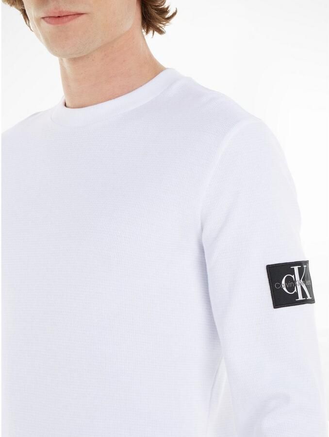 Calvin Klein Jeans Shirt met lange mouwen van katoen met structuurmotief model 'WAFFLE' - Foto 8