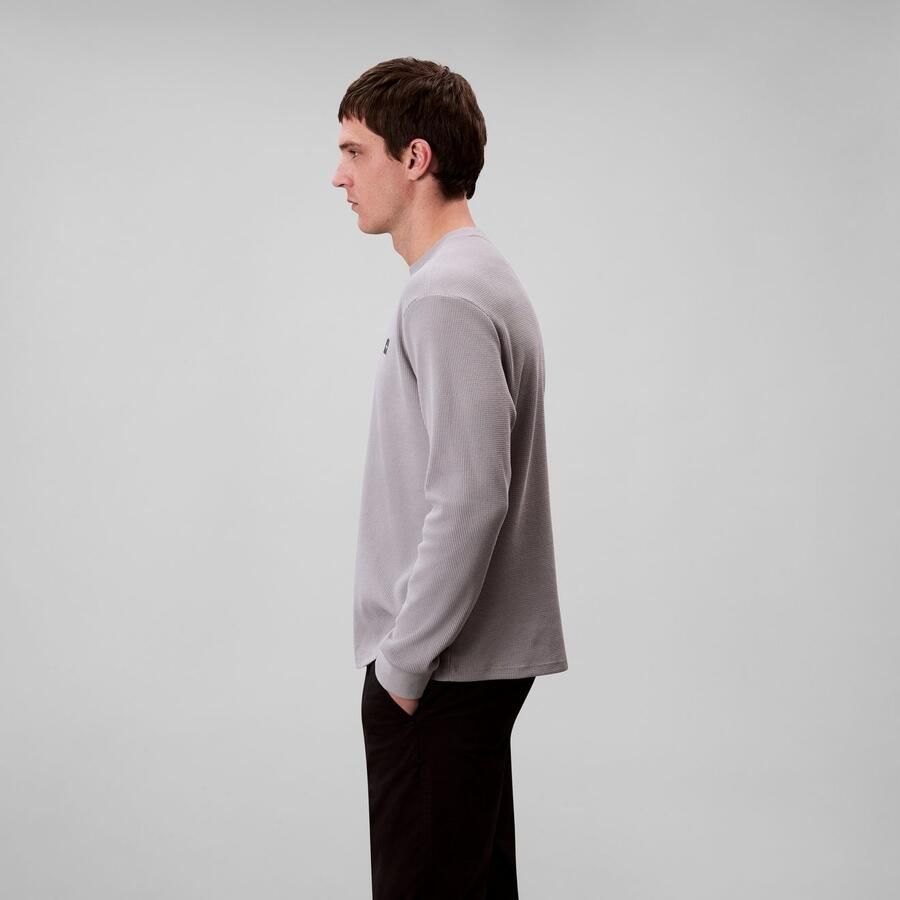 CALVIN KLEIN Heren Truien & Vesten Ls Waffle Badge Crewnk Tee Grijs - Foto 5