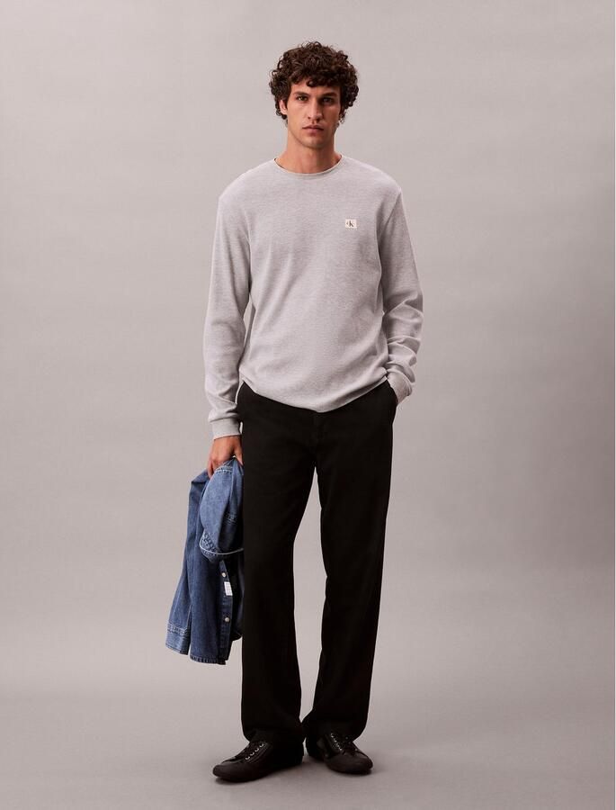 Calvin Klein Jeans Shirt met lange mouwen en structuurmotief - Foto 4