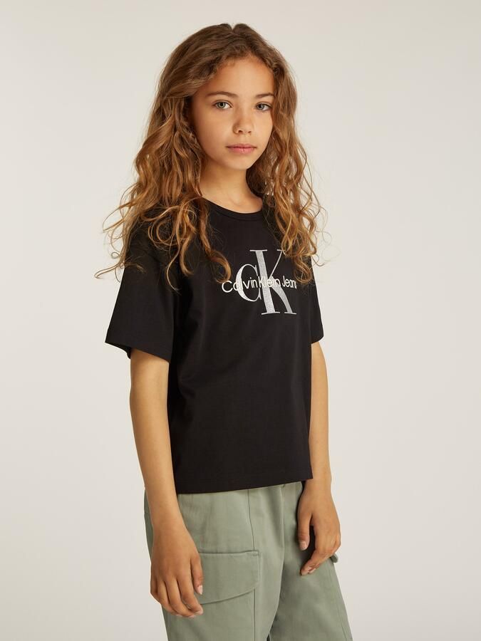 Calvin Klein Shirt met ronde hals MONOLOGO GLITTER SS T-SHIRT voor kinderen tot 16 jaar met logo-opdruk - Foto 4