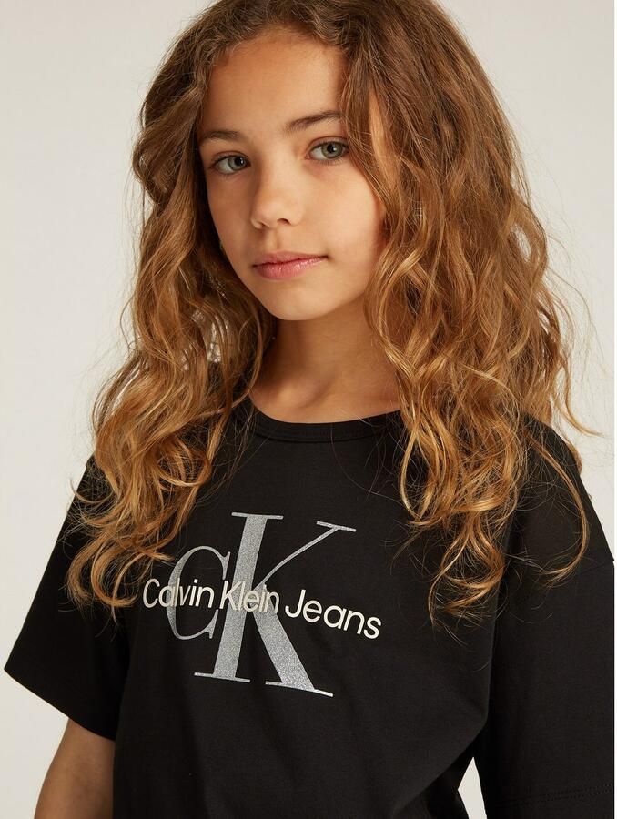 Calvin Klein Shirt met ronde hals MONOLOGO GLITTER SS T-SHIRT voor kinderen tot 16 jaar met logo-opdruk - Foto 2