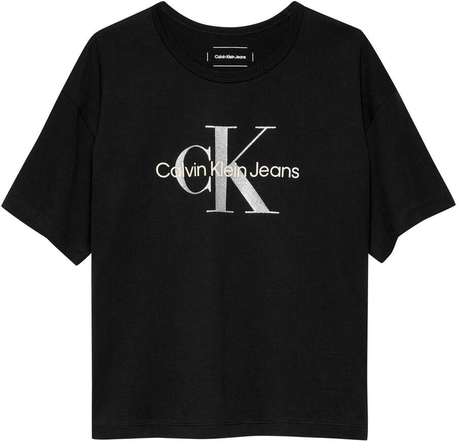 Calvin Klein Shirt met ronde hals MONOLOGO GLITTER SS T-SHIRT voor kinderen tot 16 jaar met logo-opdruk