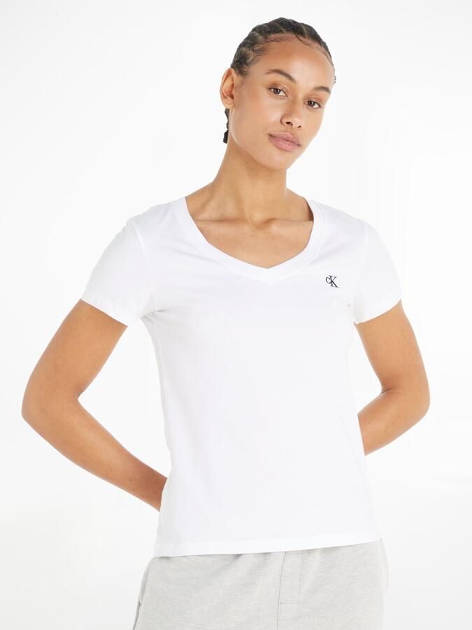 Calvin Klein Shirt met V-hals CK EMBROIDERY STRETCH V-NECK met klein -logoborduursel op borsthoogte (1-delig) - Foto 7