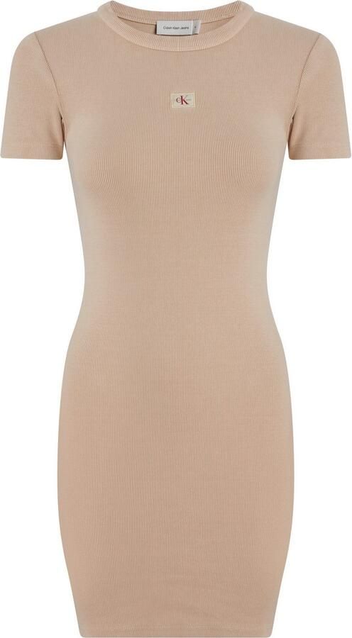 Calvin Klein Shirtjurk WASHED WOVEN LABEL RIB DRESS - Foto 4