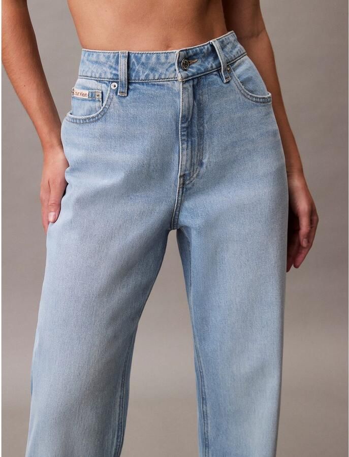 CALVIN KLEIN JEANS high waist straight leg jeans light blue denim - Foto 7