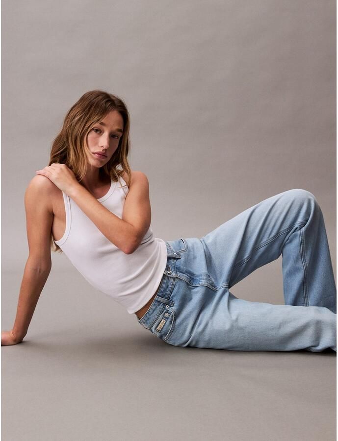 CALVIN KLEIN JEANS high waist straight leg jeans light blue denim - Foto 6