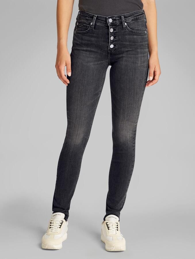 Calvin Klein Skinny fit jeans Mid rise skinny met open knoopsluiting - Foto 5
