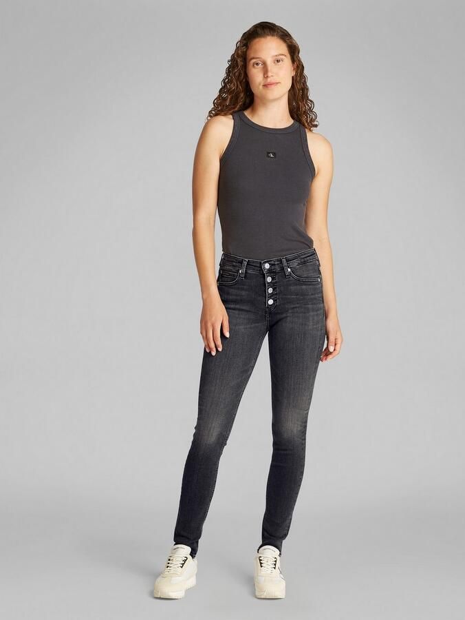 Calvin Klein Skinny fit jeans Mid rise skinny met open knoopsluiting - Foto 2