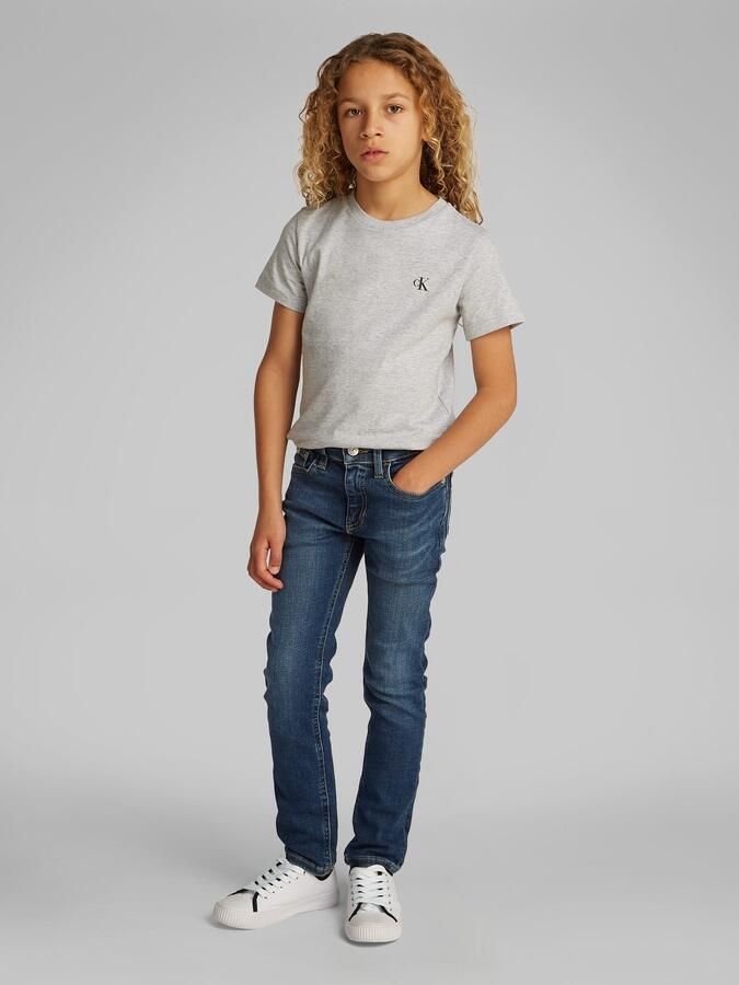 Calvin Klein Slim fit jeans DARK BLUE VISUAL SLIM voor kinderen tot 16 jaar met leren patch - Foto 6