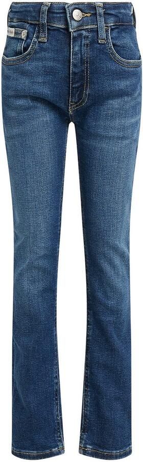 Calvin Klein Slim fit jeans DARK BLUE VISUAL SLIM voor kinderen tot 16 jaar met leren patch - Foto 5