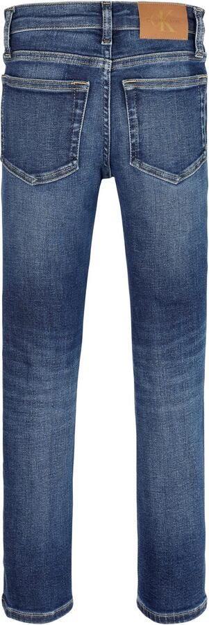 Calvin Klein Slim fit jeans DARK BLUE VISUAL SLIM voor kinderen tot 16 jaar met leren patch - Foto 4