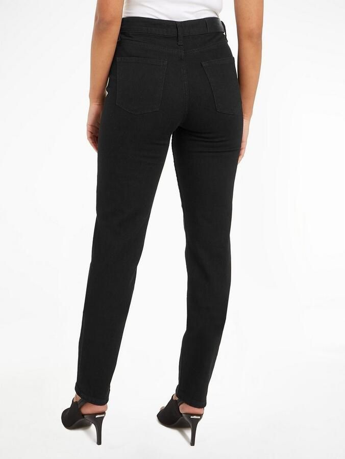 Calvin Klein Slim fit jeans MR SLIM SOFT BLACK met leren merklabel aan de achterkant van de tailleband - Foto 2