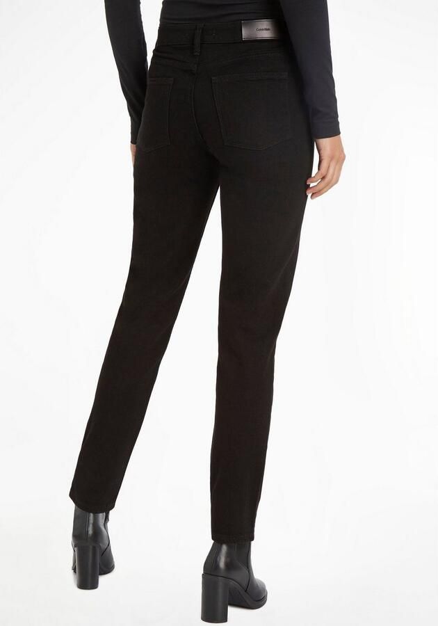 Calvin Klein Slim fit jeans MR SLIM SOFT BLACK met leren merklabel aan de achterkant van de tailleband - Foto 5