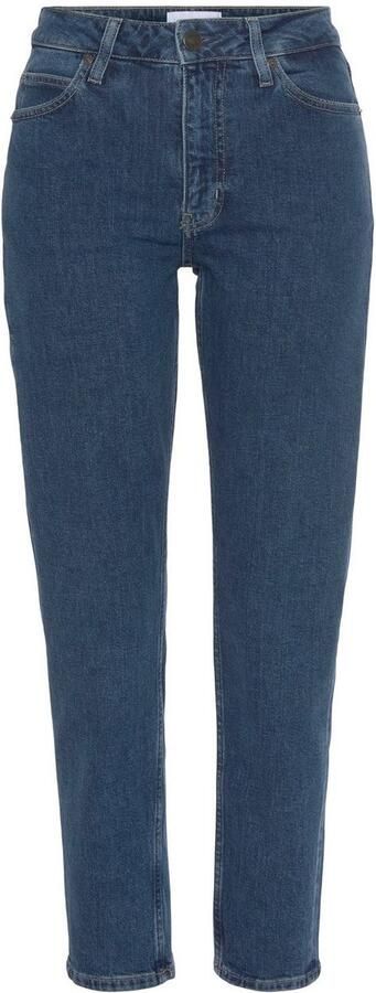 Calvin Klein Slim fit jeans MR SLIM SOFT BLACK met leren merklabel aan de achterkant van de tailleband