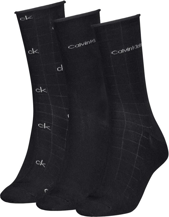 Calvin Klein Sokken CK WO SOCK 3P GIFTBOX GRID AOP (Set van 3) - Foto 3