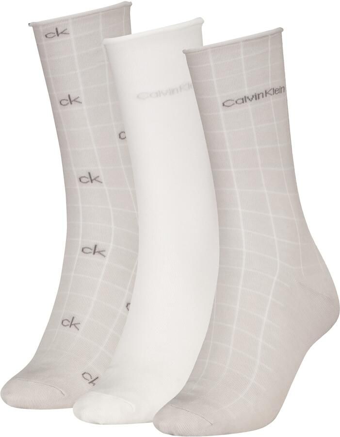 Calvin Klein Sokken CK WO SOCK 3P GIFTBOX GRID AOP (Set van 3) - Foto 3