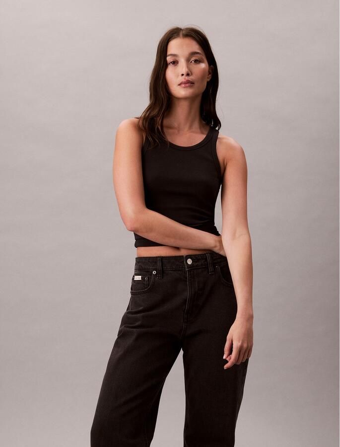 Calvin Klein Jeans Straight fit jeans van katoenmix met logopatch - Foto 2