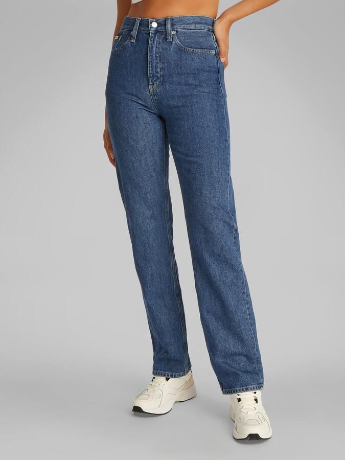 Calvin Klein Straight jeans HIGH RISE STRAIGHT in middenblauwe wassing - Foto 6