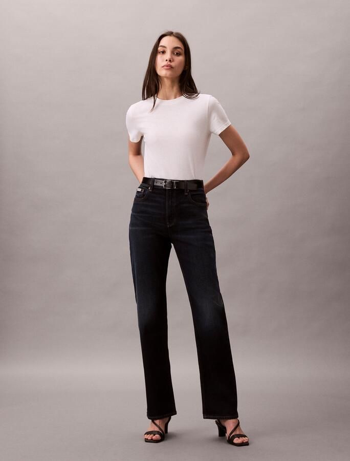 Calvin Klein Jeans High rise straight fit jeans met labeldetail - Foto 7