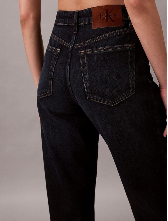 Calvin Klein Jeans High rise straight fit jeans met labeldetail