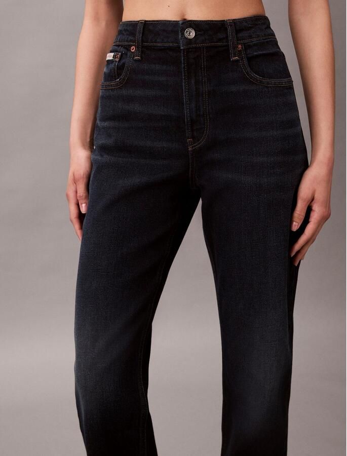Calvin Klein Jeans High rise straight fit jeans met labeldetail - Foto 2